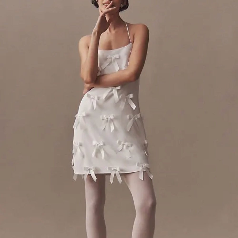 Hutch Halter Bow Mini Dress in White (NWT)
